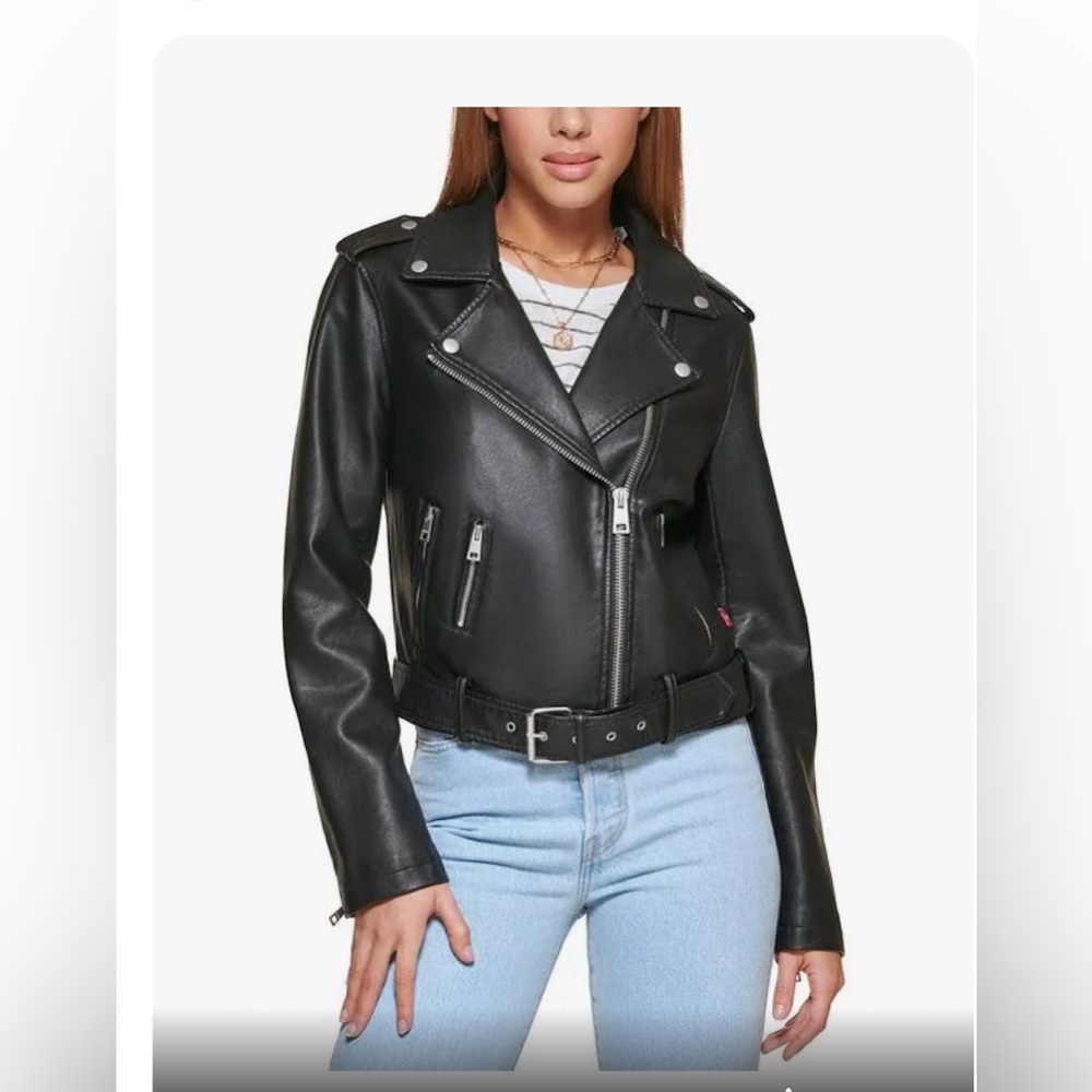 Levi's Women's Jackets & Coats Levi's Faux Leather Belted Moto Jacket